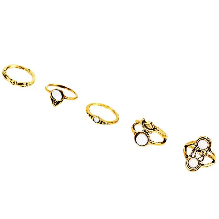 sparklingselections Rings 5 Pcsset Boho White Stone Knuckle Ring Set for Women sparklingselections Rings 5 Pcsset Boho White Stone Knuckle Ring Set for Women