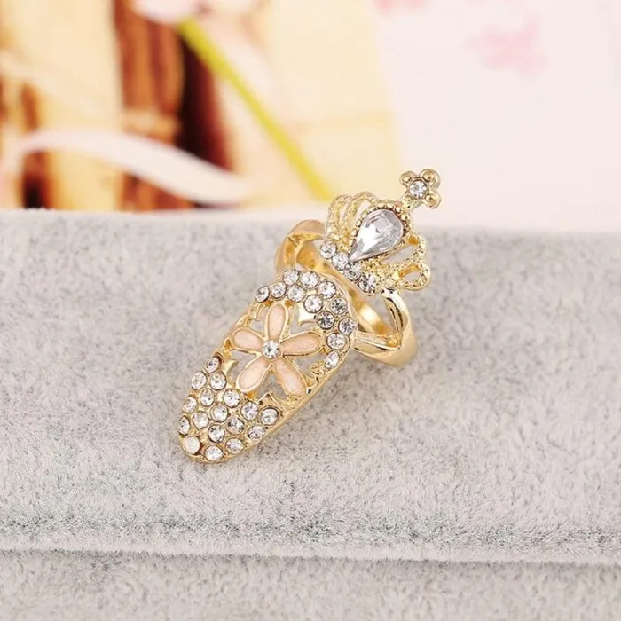 sparklingselections Rings New Fashion Flower Crystal Charm Crown Ring