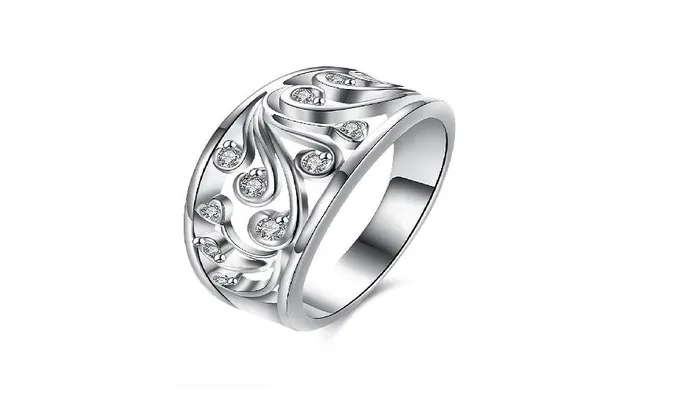 sparklingselections Rings Silver Plated Flower Shape Ring 78