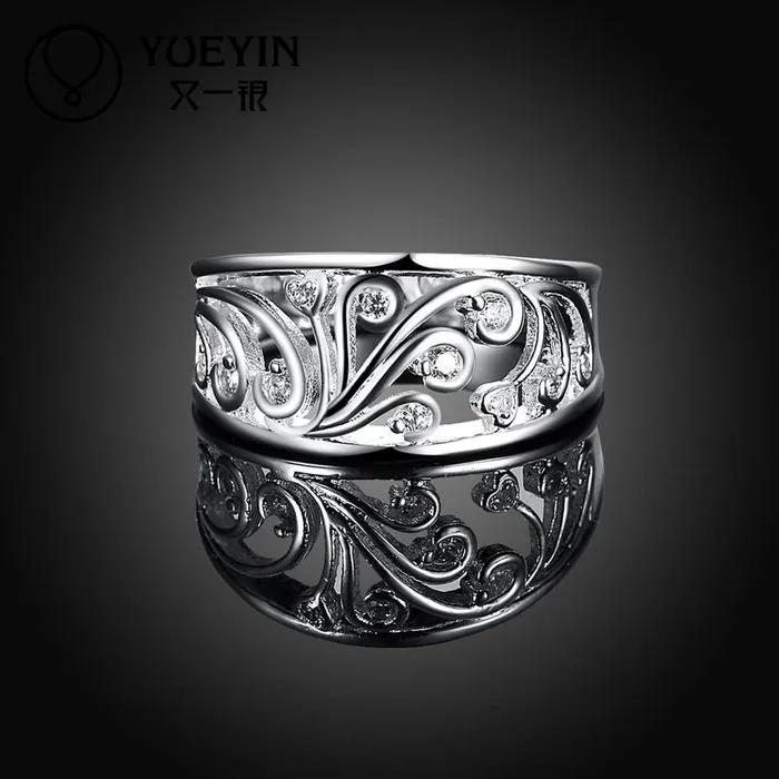 sparklingselections Rings Silver Plated Flower Shape Ring 78 sparklingselections Rings Silver Plated Flower Shape Ring 78