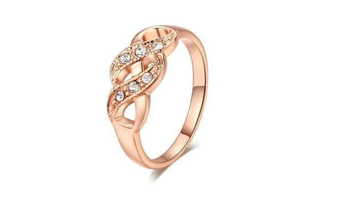 sparklingselections Rings Wave Shape Rose Gold Color Wedding Ring