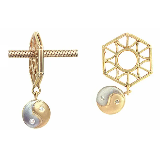 Storywheels Rings Storywheels Ying Yang with Diamond Dangle Sterling Silver Sandblasted14K Gold Wheel RETIRED ONLY 2 LEFT333959
