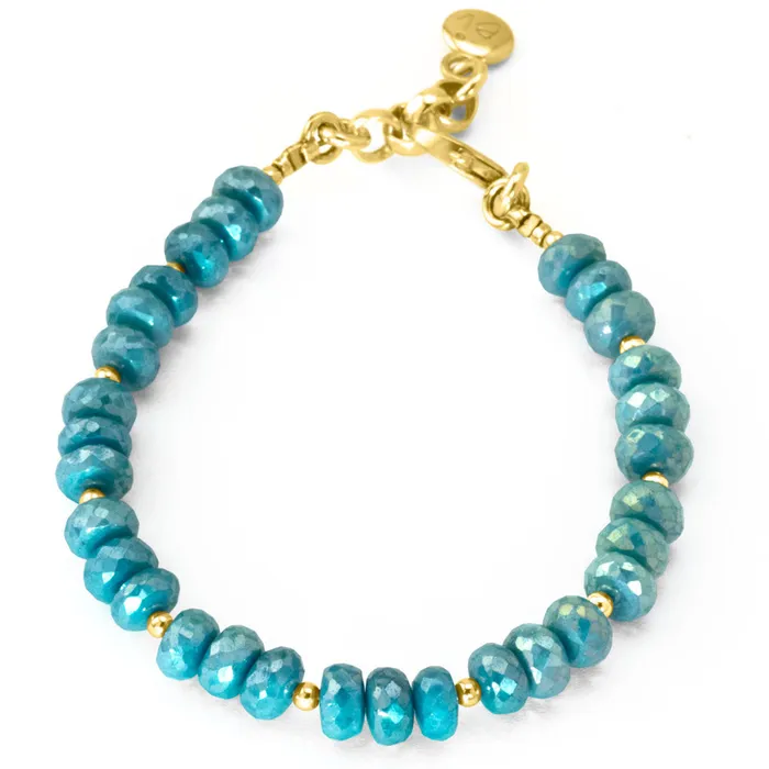 The Goddess Collection Small Teal Coated Quartz Bracelet Elisa Ilana Bracelets