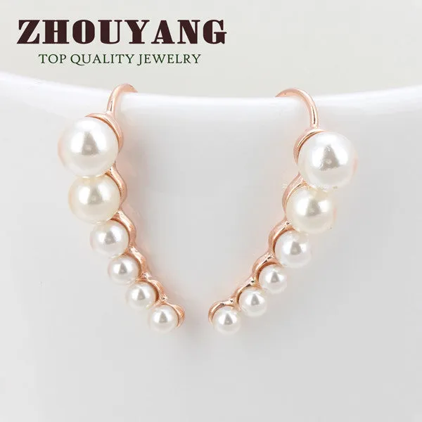 Top Quality Lady Style Imitation Pearl Rose Gold Color Earrings sparklingselections Earrings Top Quality Lady Style Imitation Pearl Rose Gold Color Earrings sparklingselections Earrings
