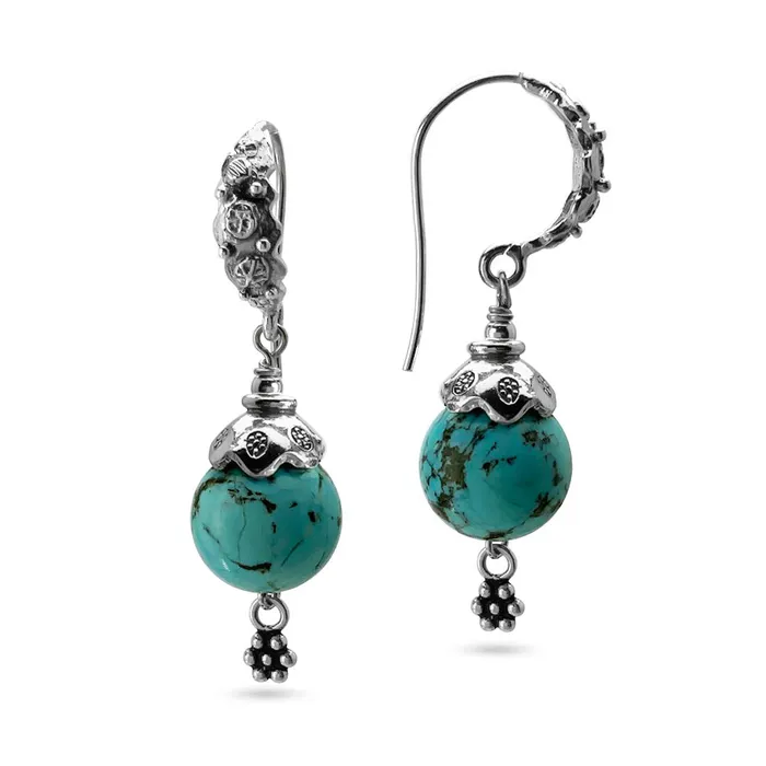 Turquoise Fine Silver Dangle Earrings Elisa Ilana Earrings