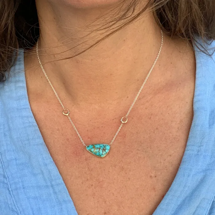 Turquoise Triangle necklace in 14k gold and sterling silver Emily Amey Jewelry Necklaces