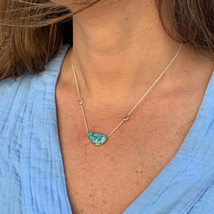 Turquoise Triangle necklace in 14k gold and sterling silver Emily Amey Jewelry Necklaces