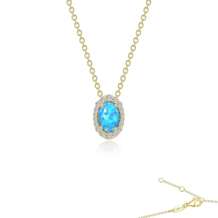 Vintage Inspired Blue Opal Halo Necklace Lafonn Necklaces