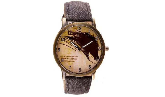 Watches sparklingselections Vintage Brief Painting Horse Quartz Wrist Watch
