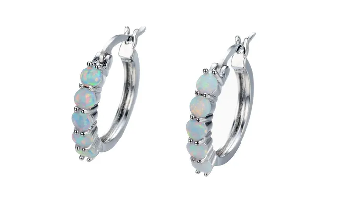White Round Fire Opal Earring For Women sparklingselections Earrings